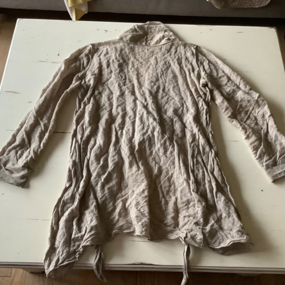 All Saints Elsie Long Tan Crinkled Open Draped Cardigan Sweater SZ 6 - Picture 12 of 12